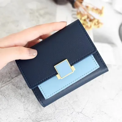 Patchwork Square Clutch Card Holder Short Wallet